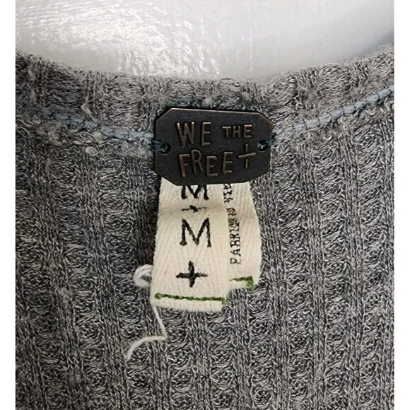 We The Free People Top Laguna Gray Waffle Knit Thermal Tunic Sz Medium - Picture 3 of 4